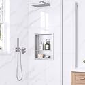 20 x 16 Inch Stainless Steel Shower Niche, No Tile Needed Wall Niche with Double Shelves, Recessed Wall Niche Insert for Bathroom Shower Kitchen Storage, Brushed Nickel
