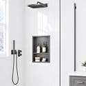 20 x 16 Inch Stainless Steel Shower Niche, No Tile Needed Wall Niche with Double Shelves, Recessed Wall Niche Insert for Bathroom Shower Kitchen Storage, Gun Gray