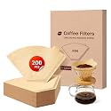 200 Count Coffee Filters #4, Unbleached Cone Coffee Filters 8-12 Cup