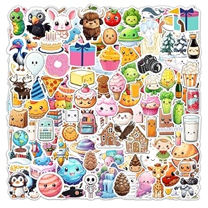 200 cute stickers for girls kawaii laptop vinyl self-adhesive sticker for adults multicolor stickers for laptop journal guitar mobile - waterproof residue free design 4