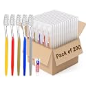 200 Disposable Toothbrushes with Toothpaste Individually Wrapped 5 Colors
