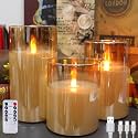 200 Hours Glass Rechargeable Flickering Flameless Candles with Remote3