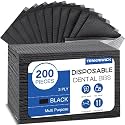 200 Pack Disposable Dental Bibs 13"x18", 3-Ply Waterproof Tattoo Bibs Sheet for Nail Salon, Dental Clinic, Feeding, Tattoo Shop (Black)