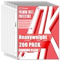 200 Pack Heavy Duty Sheet Protectors, Top Loading for 3-Hole Page