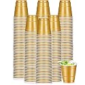 200 Pcs 2 oz Plastic Shot Cups Wine Whiskey Tasting Cups, Gold