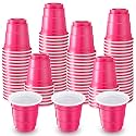 200 Pcs 2 oz Plastic Shot Cups Wine Whiskey Tasting Cups, Pink