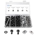 200 pcs 20 Series Aluminum Extrusion Black M5 T-Nut and Screw Kit – Sliding & Drop-in T-Nuts, M5x8mm & M5x10mm Screws, Washers – for 6mm T-Slot Accessories Extruded Aluminum Hardware