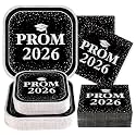 200 Pcs 2026 Prom Graduation Party Supplies Black and Silver Prom Plates and Napkins Prom Send Off Decorations 2026 Tableware Sets for Class of 2026 Prom Congrats Grad Party Decorations Serves 50