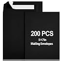 200 Pcs 5 x 7 Inch Black Manila Envelopes with Peel & Seal Closure, Small Self Adhesive Kraft Catalog Envelopes Open End Bulk for Mailing, Storing, Invitations, Greeting Cards, School Office Business