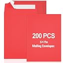 200 Pcs 5 x 7 Inch Red Manila Envelopes with Peel & Seal Closure, Small Self Adhesive Kraft Catalog Envelopes Open End Bulk for Mailing, Storing, Invitations, Greeting Cards, School Office Business