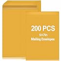 200 Pcs 5 x 7 Inch Yellow Manila Envelopes with Peel & Seal Closure, Small Self Adhesive Kraft Catalog Envelopes Open End Bulk for Mailing, Storing, Invitations, Greeting Cards, School Office Business