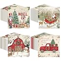 200 Pcs Christmas Napkins, Guest Paper Napkins for Decoupage, 4 Style