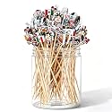200 Pcs Mexico Graphic Flag Bamboo Cocktail Picks, 5 Inch Cupcake Toppers