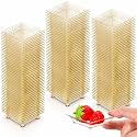 200 Pcs Small Square Gold Glitter Dessert Plates 2.3 Inch Mini Plastic Appetizer Plates Square Party Salad Tasting Sample Bowls for Weddings, Parties, Banquet Dinner, Family Gatherings