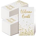 200 Pcs Welcome Guests Napkins Disposable Hand Towels for Bathroom, Gold
