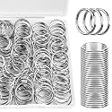 200 Piece Bulk Pack Silver Key Rings - 25mm Metal Split Rings for Crafts, Key Fob Hardware & Organization (Silver)