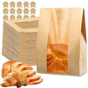 200 pieces bread bags for homemade bread sourdough paper bread bags with window 50 thicker 137 x 82 x 37 inches large bakery bags for storing bread cookies and snacks 210
