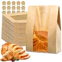 200 Pieces Bread Bags for Homemade Bread, Sourdough Paper Bread Bags with Window, 50% Thicker, 13.7 x 8.2 x 3.7 inches, Large Bakery Bags for Storing Bread, Cookies and Snacks, 210