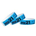 200 WristCo Over 21 Neon Blue Tyvek Wristbands for Events - Tamper-Proof