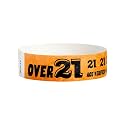 200 WristCo Over 21 Neon Orange Tyvek Wristbands for Events - Tamper-Proof