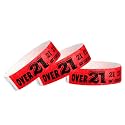 200 WristCo Over 21 Neon Red Tyvek Wristbands for Events - Tamper-Proof