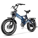 2000W/3000W Peak Motor Electric Bike for Adults, 48V/52V 25AH/30AH Battery Full Suspension Foldable Ebike, 20"x4.0" Fat Tires 35MPH Dirt Bike, 100/120 Miles Hydraulic Brake Magnesium Alloy Motorcycle