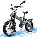 2000W/3000W Peak Motor Electric Bike for Adults, 48V/52V 25AH/30AH Battery Full Suspension Foldable Ebike, 20"x4.0" Fat Tires 35MPH Dirt Bike, 100/120 Miles Hydraulic Brake Magnesium Alloy Motorcycle