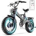 2000W/3000W Peak Motor Electric Bike for Adults, 48V/52V 25AH/30AH Battery Full Suspension Foldable Ebike, 20"x4.0" Fat Tires 35MPH Dirt Bike, 100/120 Miles Hydraulic Brake Magnesium Alloy Motorcycle