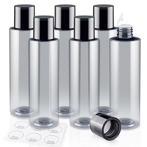 200ml68oz travel size toiletries 6 pack plastic travel bottles double leak proof travel size containers for shampoo lotion body wash refillable empty travel bottles with 6pcs labels