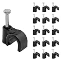 200pcs 1/4" / 6mm Half Clamp J-Hook with Nail, Nail in Cable Clips Ethernet Cable Nails Tacks Clips, Black