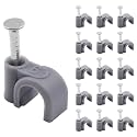 1/4" / 6mm Half Clamp J-Hook Cable Clips with Nail, Gray, 200pcs