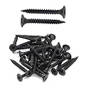 200PCS #6 x 1-1/4 Inch Black Drywall Screws, Flat Head Phillips Wood Screws, Sheetrock Screws with Fine Thread Phosphate, Self Tapping Screws for Metal, Drywall, Wooden, Outdoor and Indoor by IMSCREWS