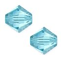 200pcs Adabele Austrian 4mm (0.16 Inch) Small Faceted Loose Bicone Crystal Beads Aquamarine Blue Compatible with Swarovski Crystals 5301/5328 SSB410