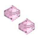 200pcs Adabele Austrian 4mm (0.16 Inch) Small Faceted Loose Bicone Crystal Beads Rosaline Pink Compatible with Swarovski Crystals 5301/5328 SSB403