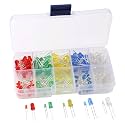 200pcs Colorful LED Light Diodes 10 Values 5 Colors 3mm and 5mm Light Emitting Diodes Assorted Kit Electrical Components for Lighting Bulbs and Lamps