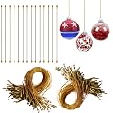 200Pcs Gold Ornament Hangers String with Snap Precut for Festival