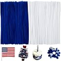 200PCS Pipe Cleaners,White+Royal Blue Pipe Cleaners Bulk for Crafts