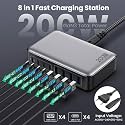 200W USB C Charger Block, 8-Port USB C Charging Station GaN III Laptop Fast Charger Adapter for Mac/Book Pro/Air/Neo, DE/LL, 1Pad Pro/Air/Mini, 1Phone 17/16/15/14/13/12/11, Sam/Sung (4C4A 200W)