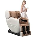 SMAGREHO 2022 Full Body Electric Zero Gravity Shiatsu Massage Chair with Back Heating and Foot Roller for Home and Office (Khaki and Brown)