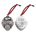 2022 Georgia Bulldogs National Back to Back Championship Ornament | Hand-Sculpted Christmas Tree Ornament | Intricately Crafted Metal Pewter Alma Mater Inlay