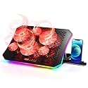 Laptop Cooling Pad, KeiBn RGB Lights Laptop Cooler 6 Fans for 15.6-17.3 Inch Laptops, 7 Height Stands, 10 Modes Light, 2 USB Ports, Desk or Lap Use (A8,Red)