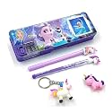 2023 Pencil Box ( 5 Items ) Combo 1 Pen 1 Pencil 1 Eraser 1 Key Chain Geometry Box (Frozen, M)