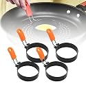 2024 New Stainless Steel Egg Rings for Frying - Round Cooker Rings, Pancake Shapers With Orange Silicone Handle Non-stick Molds for Kitchen Breakfast Tool (A-4Pcs Orange)