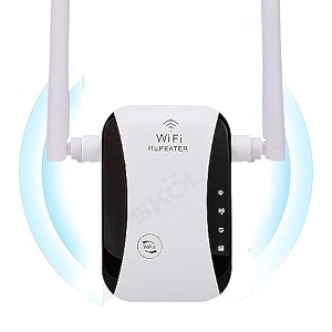 2024 wifi extender wi-fi range signal booster 300 mbps single band universal wireless repeater with 1 ethernet port and 2 external antennas built-in access point mode white