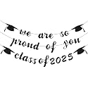 JUESMOS 2025 Graduation Banners Party Decorations Black Glitter We are So Proud of You Grad Banners Class of 2025 Graduation Decorations High School College University Grad Party Supplies