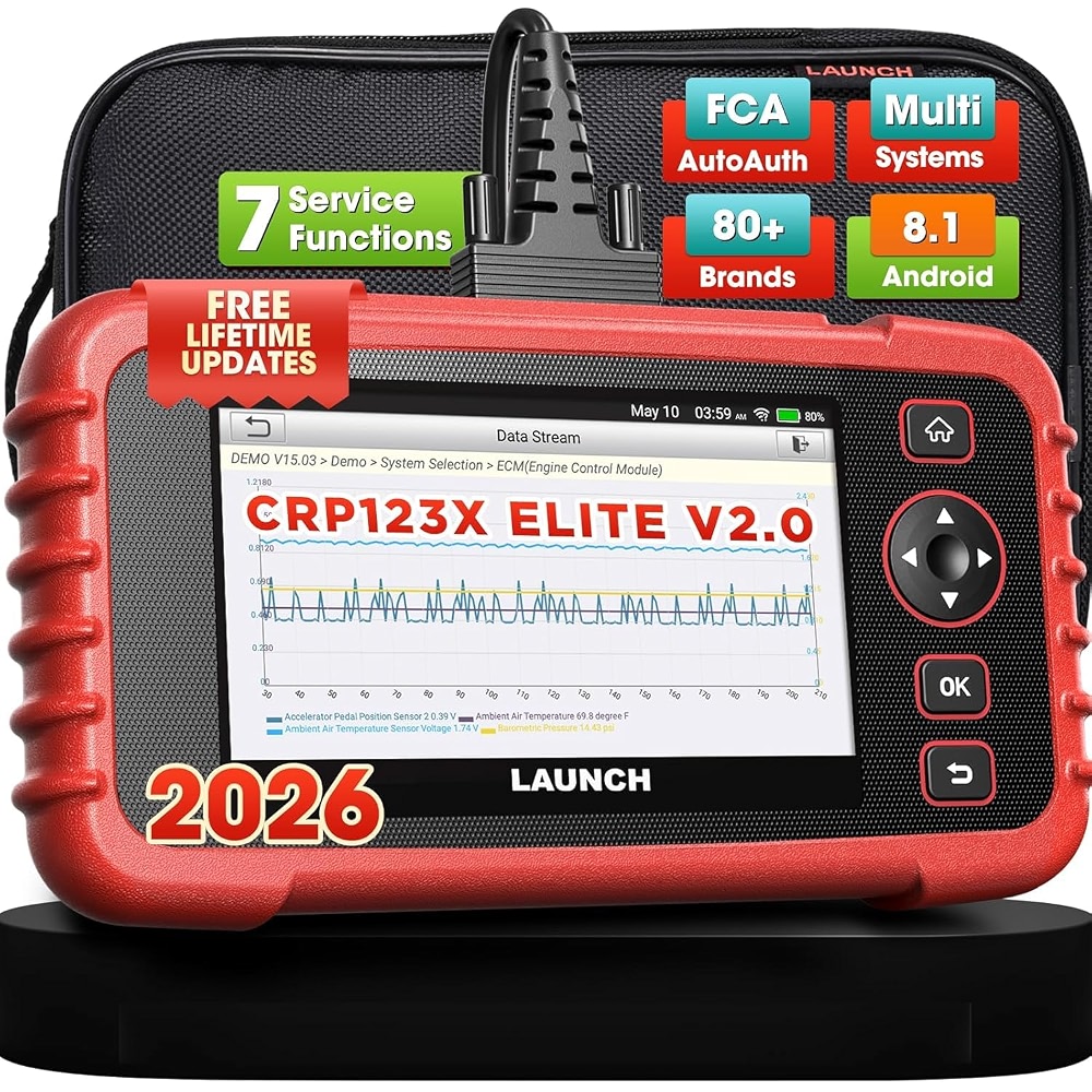 LAUNCH OBD2 Scanner 2026 US Ver. CRP123X V2.0 Elite, 7 Reset Scan Tool ...