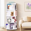 2025 New 4 Tier Rotating Bookshelf kids, Small Corner Bookshelf for Small Space, 360 Display Floor Standing Bookcase Storage Rack, Wood Narrow Book Shelf Organizer for Home Office,Bedroom, Living Room