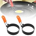 2025 New Stainless Steel Egg Rings for Frying - Round Cooker Rings, Pancake Shapers With Orange Silicone Handle Non-stick Molds for Kitchen Breakfast Tool (A-2Pcs Orange)