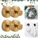 2025 Upgraded Suction Cup Hooks, Suction Cup Hanger for Wreaths on Glass, No-Drill Stainless Steel Waterproof Hooks for Shower Bathroom (Gold, 4 PCS)