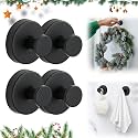 2025 Upgraded Suction Cup Hooks, Suction Cup Hanger for Wreaths on Glass, No-Drill Stainless Steel Waterproof Hooks for Shower Bathroom (Black, 4 PCS)